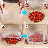 300Pcs Elastic Food Storage Covers Reusable Stretch Plastic Wrap Bowl Covers Fresh Keeping Bags Elastic Alternative to Foil for Family Outdoor Picnic Kitchen Wrap Seal Caps