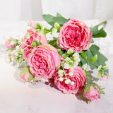 Pink Silk Peony Artificial Flowers Rose Wedding Home DIY Deco White Fake Flower