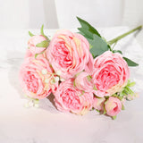 Pink Silk Peony Artificial Flowers Rose Wedding Home DIY Deco White Fake Flower