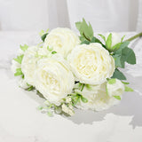 Pink Silk Peony Artificial Flowers Rose Wedding Home DIY Deco White Fake Flower