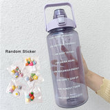 2 Liters Water Bottle Motivational Drinking Bottle Sports Water Bottle With Time Marker Stickers Portable Reusable Plastic Cups