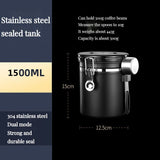 Large capacity coffee storage container Stainless steel coffee bean can Sealing coffee filling food storage container