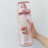 2 Liters Water Bottle Motivational Drinking Bottle Sports Water Bottle With Time Marker Stickers Portable Reusable Plastic Cups