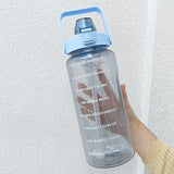 2 Liters Water Bottle Motivational Drinking Bottle Sports Water Bottle With Time Marker Stickers Portable Reusable Plastic Cups