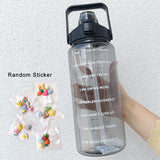 2 Liters Water Bottle Motivational Drinking Bottle Sports Water Bottle With Time Marker Stickers Portable Reusable Plastic Cups