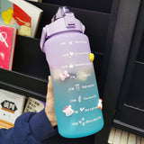 2 Liters Water Bottle Motivational Drinking Bottle Sports Water Bottle With Time Marker Stickers Portable Reusable Plastic Cups