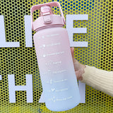 2 Liters Water Bottle Motivational Drinking Bottle Sports Water Bottle With Time Marker Stickers Portable Reusable Plastic Cups