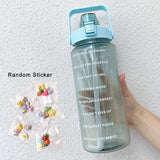 2 Liters Water Bottle Motivational Drinking Bottle Sports Water Bottle With Time Marker Stickers Portable Reusable Plastic Cups