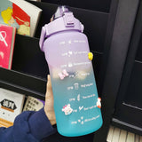 2 Liters Water Bottle Motivational Drinking Bottle Sports Water Bottle With Time Marker Stickers Portable Reusable Plastic Cups