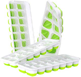 4 Packs Easy-Release Silicone & Flexible Ice Cube Trays with 14-Ice Cube Trays and Removable Covers