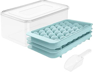 Round Ice Cube Tray with Lid & Bin（66pcs in 1）