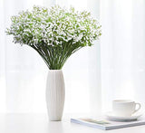 JIFTOK Babys Breath Artificial Flowers, 24 Pcs Fake Flowers Gypsophila Bouquet Fall Flowers Artificial for Decoration, Real Touch Silk Flower for Wedding Christmas DIY Party Home Garden Office(White)