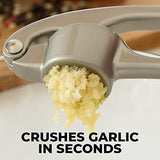 Kitchen Easy To Clean Premium Garlic Press with Soft and Easy To Squeeze Handle - Includes Silicone Garlic Peeler & Cleaning Brush