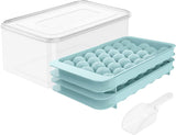 Round Ice Cube Tray with Lid & Bin（66pcs in 1）