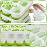 4 Packs Easy-Release Silicone & Flexible Ice Cube Trays with 14-Ice Cube Trays and Removable Covers