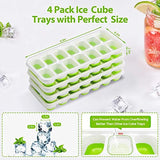 4 Packs Easy-Release Silicone & Flexible Ice Cube Trays with 14-Ice Cube Trays and Removable Covers