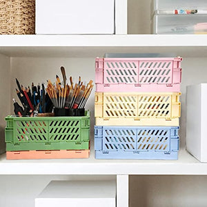 Collapsible Plastic Storage Baskets for Organizing with Handle