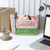 Collapsible Plastic Storage Baskets for Organizing with Handle