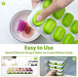 4 Packs Easy-Release Silicone & Flexible Ice Cube Trays with 14-Ice Cube Trays and Removable Covers