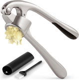 Kitchen Easy To Clean Premium Garlic Press with Soft and Easy To Squeeze Handle - Includes Silicone Garlic Peeler & Cleaning Brush