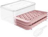 Round Ice Cube Tray with Lid & Bin（66pcs in 1）