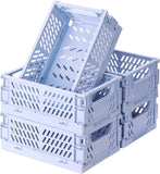 Collapsible Plastic Storage Baskets for Organizing with Handle