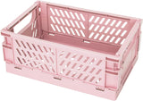 Collapsible Plastic Storage Baskets for Organizing with Handle