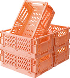 Collapsible Plastic Storage Baskets for Organizing with Handle