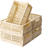 Collapsible Plastic Storage Baskets for Organizing with Handle