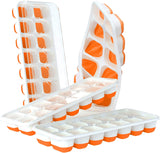 4 Packs Easy-Release Silicone & Flexible Ice Cube Trays with 14-Ice Cube Trays and Removable Covers