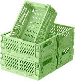 Collapsible Plastic Storage Baskets for Organizing with Handle