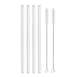 High Borosilicate Glass Straws Eco Friendly Reusable Drinking Straw for Smoothies Cocktails Bar Accessories Straws with Brushes