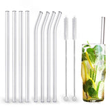 High Borosilicate Glass Straws Eco Friendly Reusable Drinking Straw for Smoothies Cocktails Bar Accessories Straws with Brushes