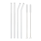 High Borosilicate Glass Straws Eco Friendly Reusable Drinking Straw for Smoothies Cocktails Bar Accessories Straws with Brushes