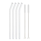 High Borosilicate Glass Straws Eco Friendly Reusable Drinking Straw for Smoothies Cocktails Bar Accessories Straws with Brushes