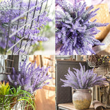 8 Bunches Artificial Lavender Flowers Flocked Plastic Lavender Bundle Fake Plants