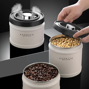 Stainless Steel Airtight Coffee Container Storage Canister Jar Food Organizer Sealed Kitchen Vacuum Box Bean Cans Coffee St H9Y5