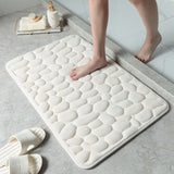 Cobblestone Embossed Bathroom Bath Mat Coral Fleece Non-slip Carpet In Bathtub Floor Rug Shower Room Doormat Memory Foam Pad