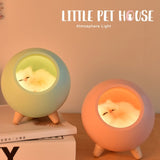 Small Cat House Atmosphere Lamp New Portable Charging Cute Cartoon Girls Mini Desktop Night Light