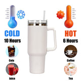 40oz In-Car Vacuum Flasks Portable Stainless Steel Insulated Tumbler with Straw  & Handle