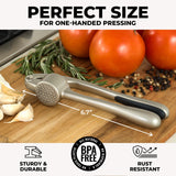 Kitchen Easy To Clean Premium Garlic Press with Soft and Easy To Squeeze Handle - Includes Silicone Garlic Peeler & Cleaning Brush